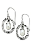 Samuel B. Samuel B Silver Pearl Open Drop Earrings In White