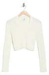Abound Long Sleeve Ribbed Cropped Cardigan In Ivory