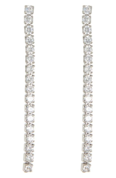 Sterling Forever Sterling Silver Cubic Zirconia Linear Drop Earrings In Silver