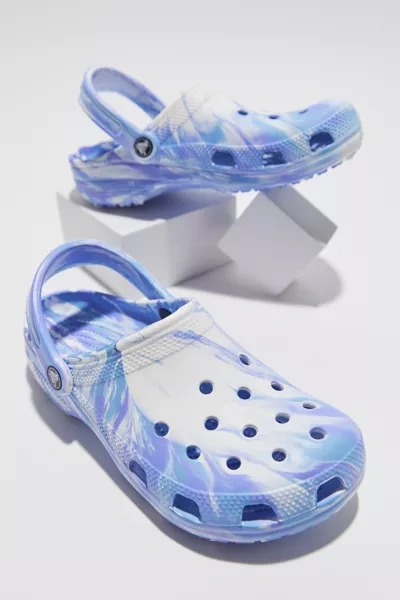 Crocs Classic Graphic Clog In Pale Blue + White
