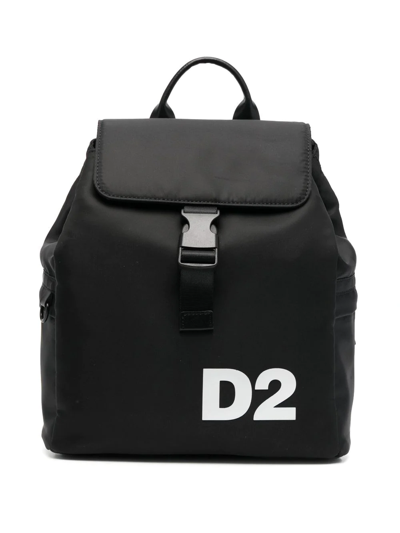 Dsquared2 Kids' D2 Logo-print Back-pack In Black