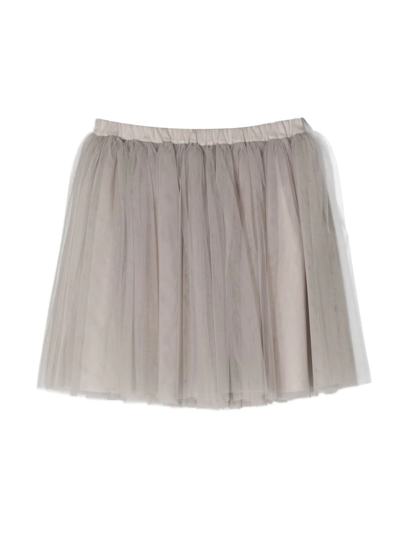 Douuod Teen Tulle Layered Mini Skirt In Tortora