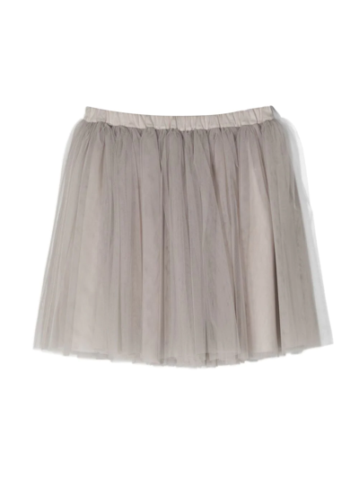 Douuod Teen Tulle Layered Mini Skirt In Ecru