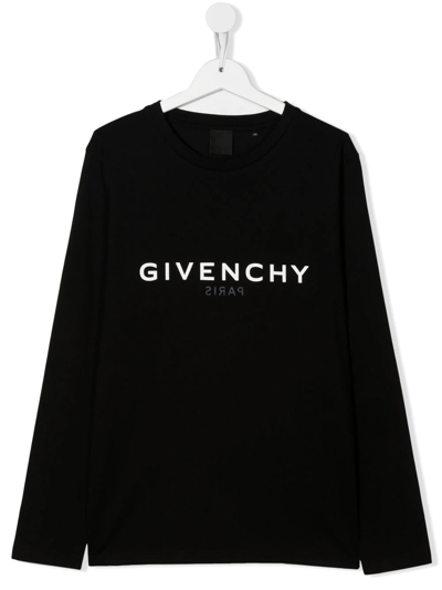 Givenchy Kids' Logo-print Long-sleeve T-shirt In Black