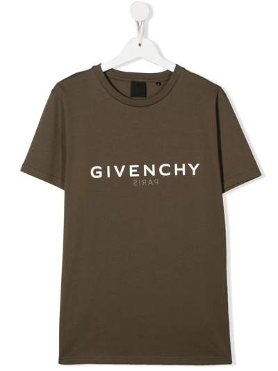 Givenchy Kids' Green Logo Print Cotton T-shirt