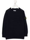 Stone Island Teen Compass-patch Crewneck Sweatshirt In Blue