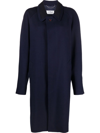 Maison Margiela Single-breasted Mid-length Coat In Blue