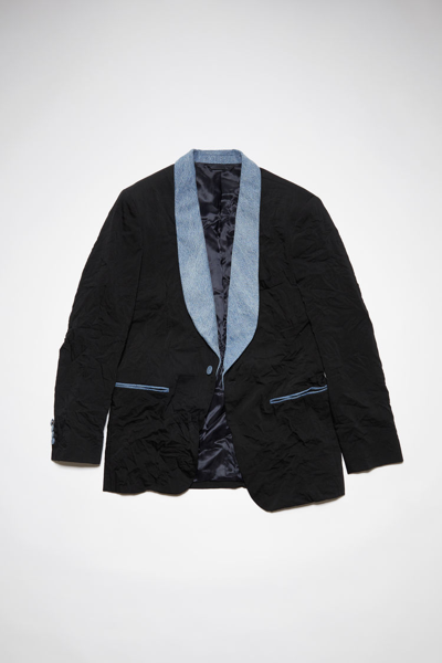 Acne Studios Denim Contrast Single-breasted Suit Jacket In Black