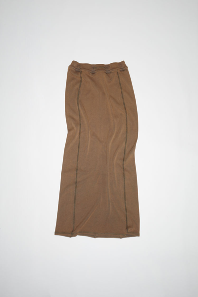 Acne Studios Ribbed Midi Skirt In Brown