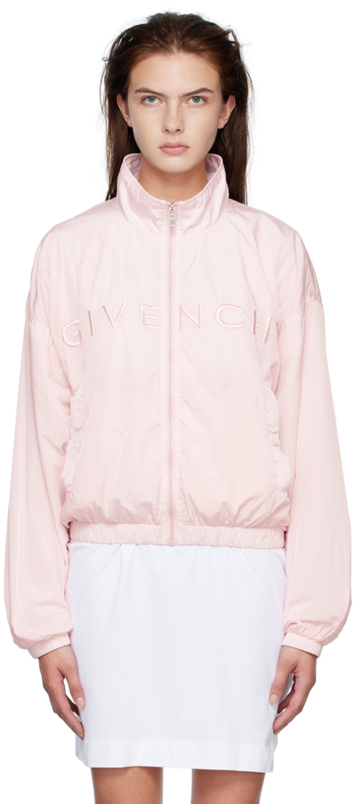 Givenchy Embroidered-logo Zipped Bomber Jacket In Pink