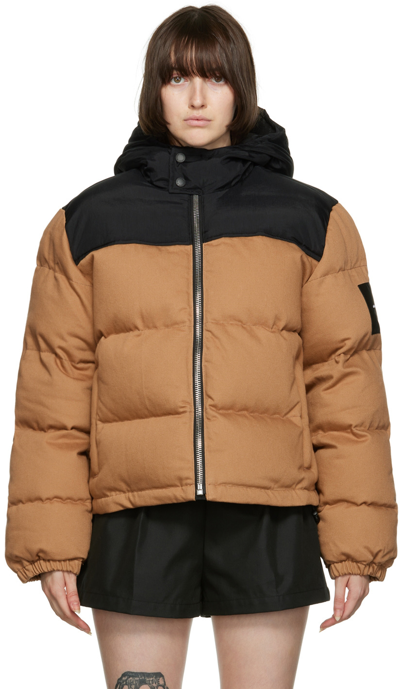 Alexander Wang Hooded Shell-trimmed Quilted Padded Cotton-twill Jacket In Beige