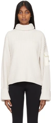 Moncler Shell-trimmed Ribbed Wool Turtleneck Sweater In 080 White