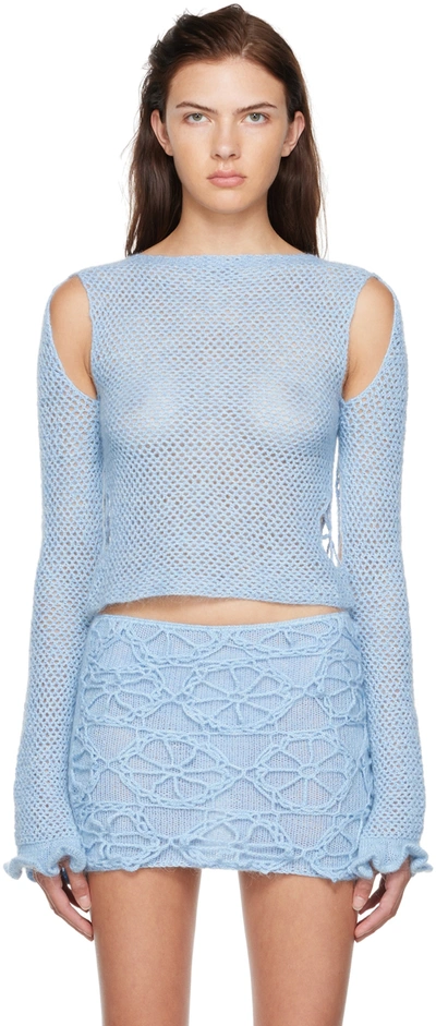 Nastyamasha Ssense Exclusive Blue Crocheted Sweater In Light Blue