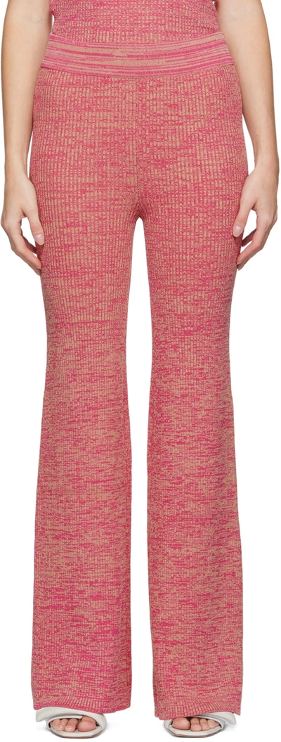 Remain Birger Christensen Soleima Fitted Flared-leg High-rise Knitted Trousers In Pink