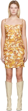 Nanushka Adie Stretch Mesh Jersey Mini Dress In Botanic Aquarelle