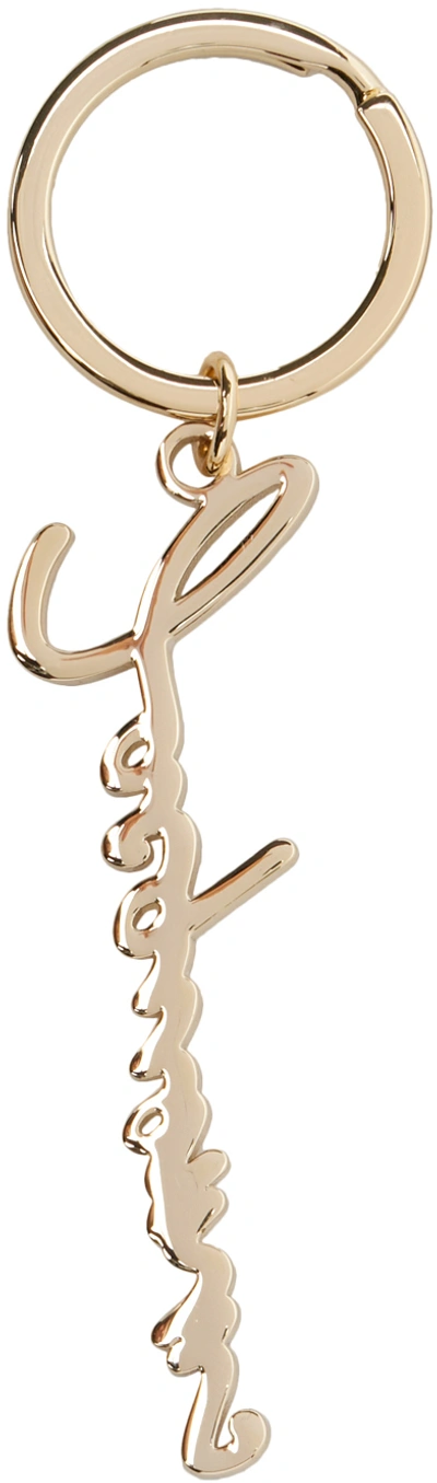 Jacquemus Signature Branded Brass Keyring In Gold
