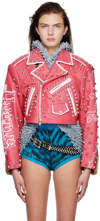 DOUBLET PINK CROPPED LEATHER JACKET