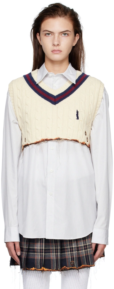 Doublet Off-white Burning Embroidery Vest In Ivory