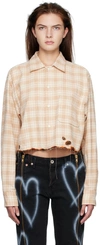 DOUBLET BEIGE BURNING EMBROIDERY SHIRT