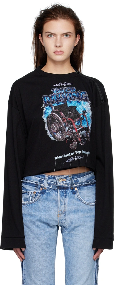 Doublet Black Off-shoulder Long Sleeve T-shirt | ModeSens