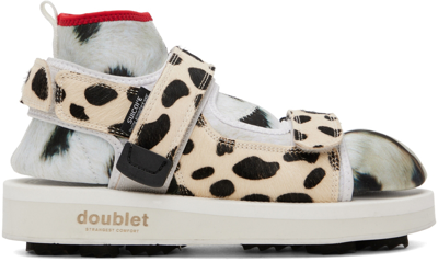 Doublet Off-white Suicoke Edition Animal Foot Layered Sandals In Dalmatian