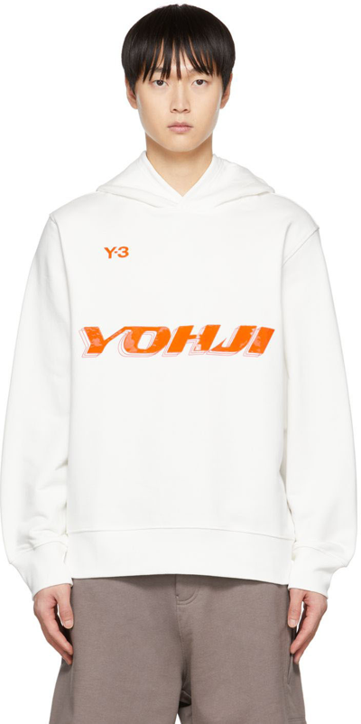 Y-3 Yohji Print Hooded Sweatshirt In White