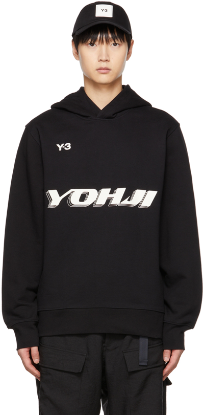 Y-3 Logo-print Cotton Hoodie In Black,white