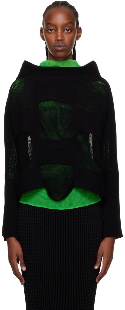 Issey Miyake Black Block Mesh Ap Turtleneck In 15 Black