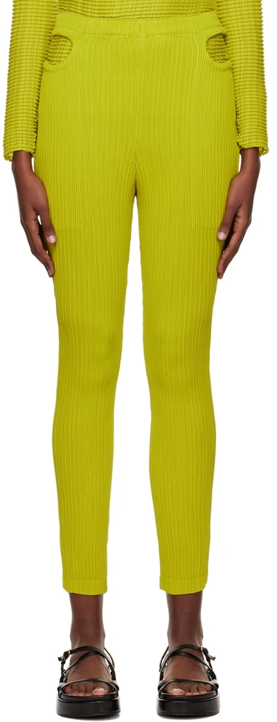 Issey Miyake Yellow Hatching Trousers In 52 Yellow