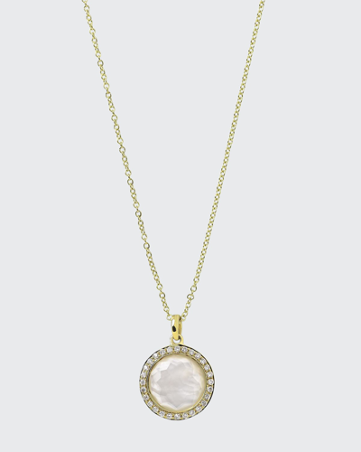 Ippolita 18k Yellow Gold Lollipop Mother-of-pearl & Rock Crystal Doublet & Diamond Pendant Necklace, 16-18 In White/gold