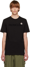 Moncler Men T-shirt With Flocked Cotton Logo In 999 Black