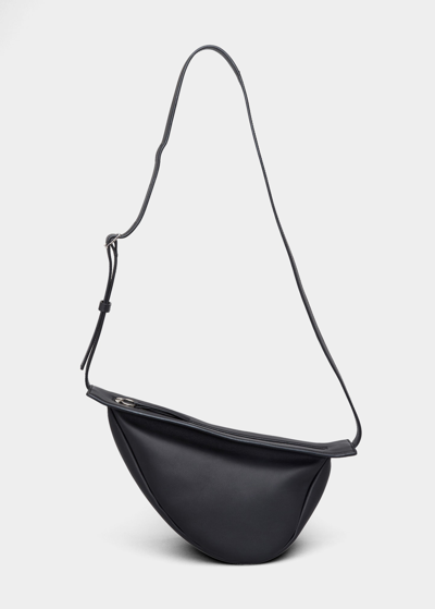 The Row Small Slouchy Banana Bag In Calf Leather In Black