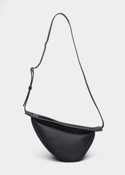 The Row Small Slouchy Banana Grain Leather Bag In Black