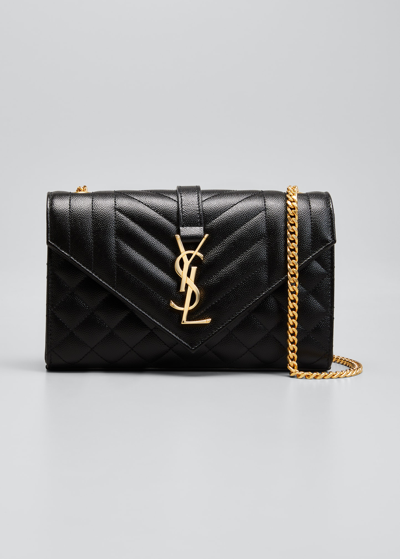 Saint Laurent Small Ysl Monogram Leather Satchel Bag In Black