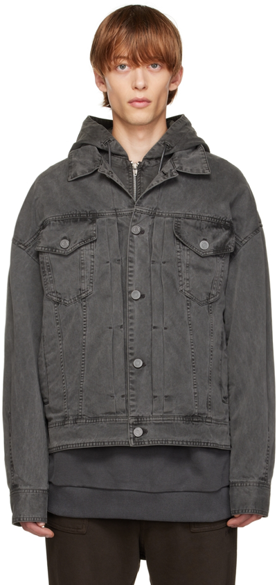 Juunj Gray Garment-dyed Denim Jacket In Grau