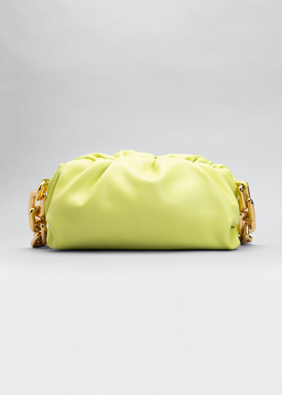 Bottega Veneta Medium Ruched Napa Chain Pouch Bag In Lime