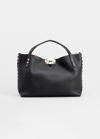 Valentino Garavani Rockstud Calfskin Small Tote Bag In Black