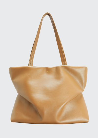 Chloé Judy Calfskin Tote Bag In Soft Tan