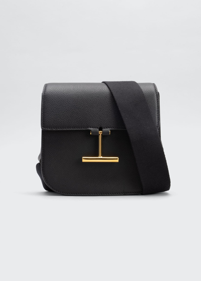 Tom Ford Tara Mini Crossbosy In Grained Leather With Webbed Strap In Black