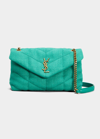 Saint Laurent Ysl Toy Puffer Mini Canvas Crossbody Bag In Basil