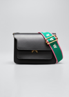 Marni Trunk Calfskin Media Shoulder Bag In Black