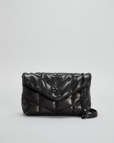 Saint Laurent Loulou Toy Puffer Leather Crossbody Bag In Black
