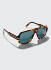 Tom Ford Men's Camden Square T-logo Sunglasses In 01a Shiny Black