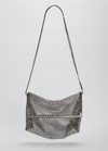 Saint Laurent Fanny Medium Crystal Netted Shoulder Bag In Nero Crystal