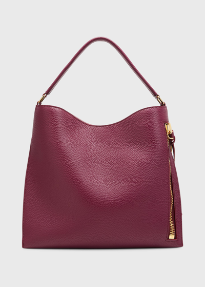 Tom Ford Alix Small Calfskin Hobo Bag In Cranberry