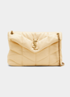 Saint Laurent Loulou Puffer Medium Ysl Flap Shoulder Bag In Light Vanilla