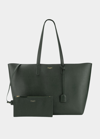 Saint Laurent East West Calfskin Shopping Tote Bag In 3045 New Vert Fonce