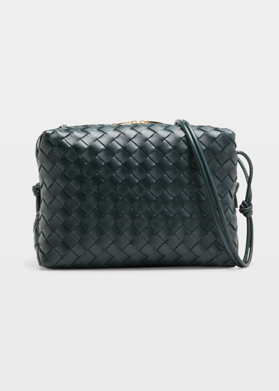 Bottega Veneta Loop Intrecciato Leather Crossbody Bag In 3014 Inkwell-gold