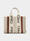 Chloé Multicolor Fabric Small Woody Shopping Bag In White/brown