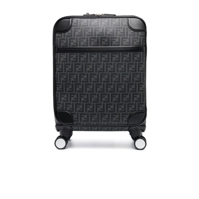 Fendi Ff-logo Coated-canvas Carry-on Suitcase In Black